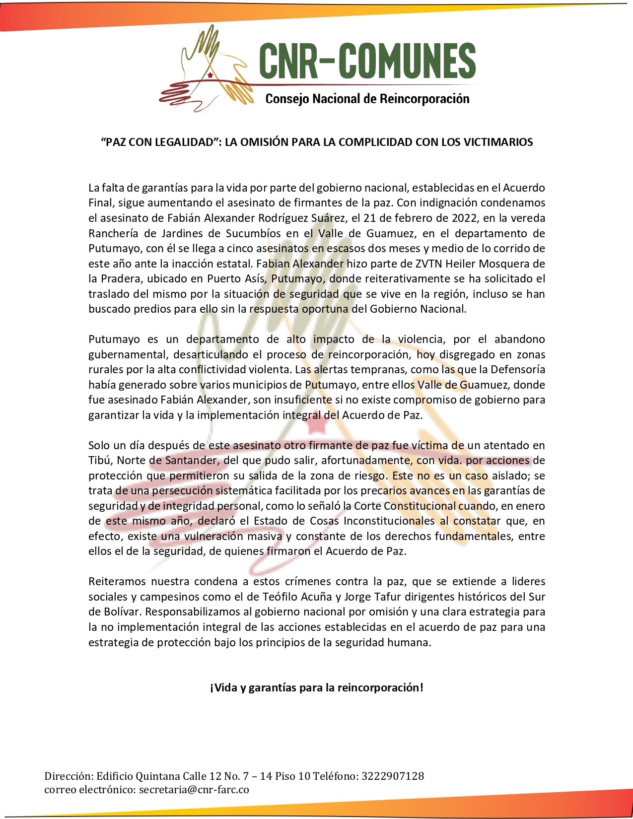 “PAZ CON LEGALIDAD” La omisión para la complicidad con los victimarios